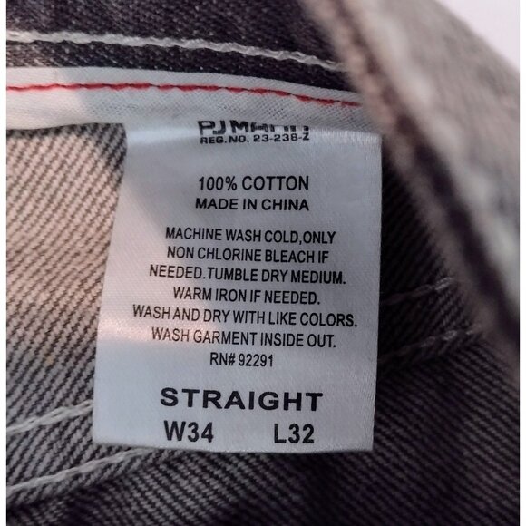PJ Mark Men's Gray Relaxed Denim Jeans Size 34 x 32 Straight Leg Streetwear - Picture 8 of 8